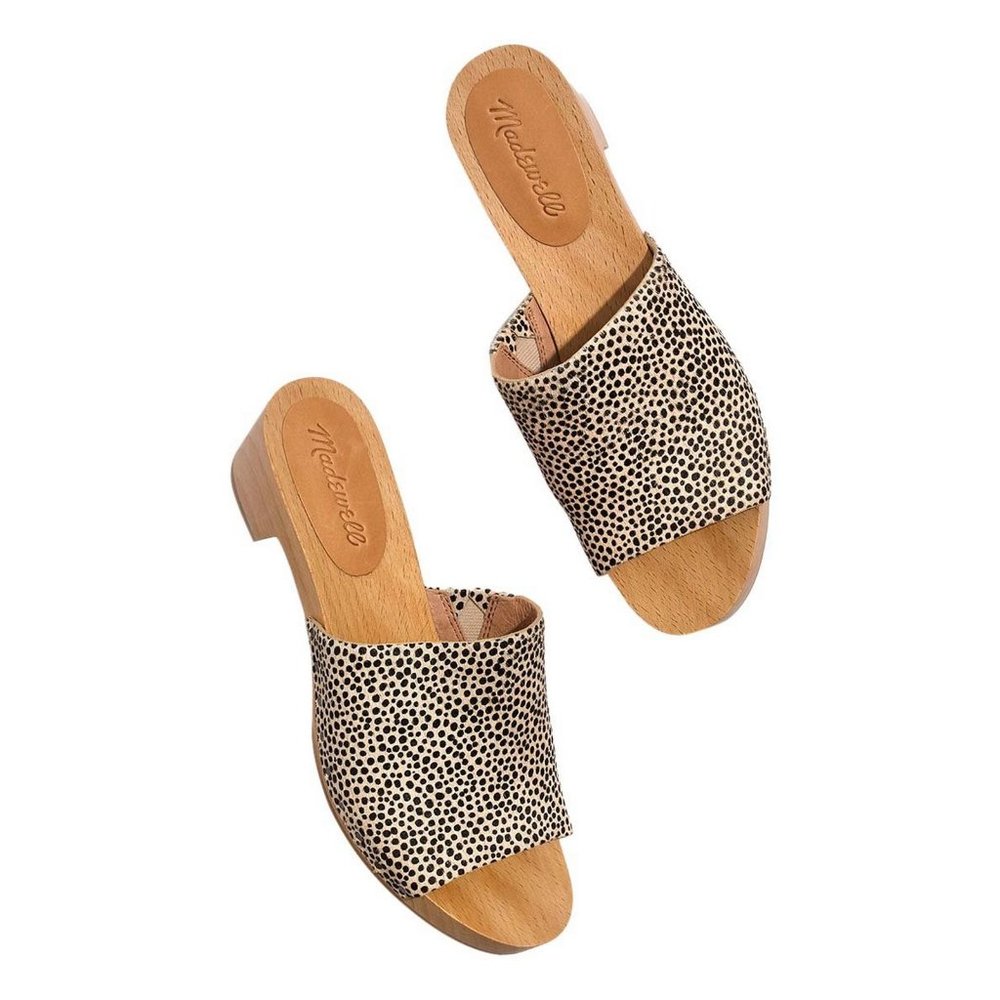 Madewell Dried Flax Spotted Evelyn Haircalf Clog Women 8